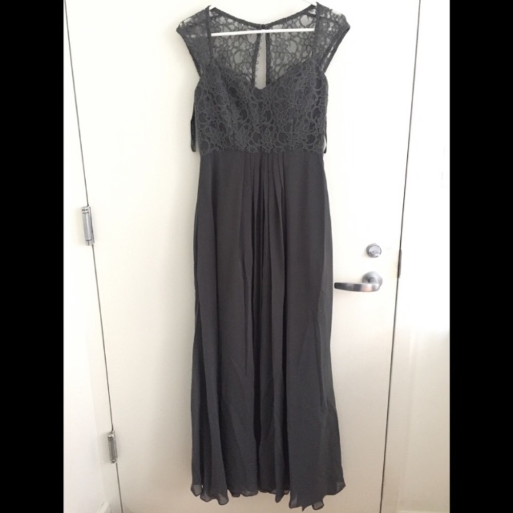 Bill Levkoff, chiffon, charcoal dress